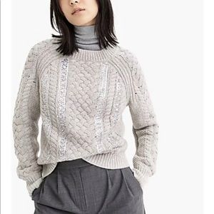 J.Crew - Cable Knit Chunky Pullover Sequin Gray